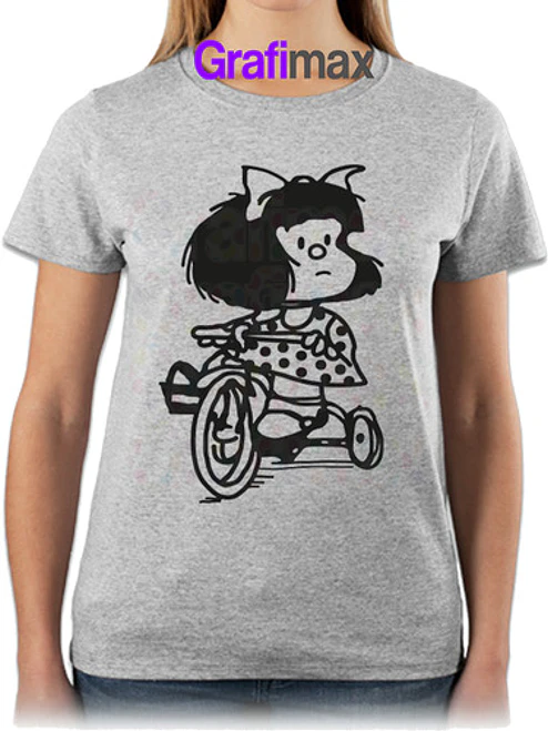 Polera Mafalda Oversize Gris Mamá Regalo Bici Grafimax 2