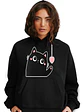 Poleron Mujer Gato Kitty Catmom Negro Oversize Grafimax - Miniatura 1