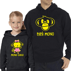 Pack Polerón Papa Mono Mona Chica Papa Hija Grafimax