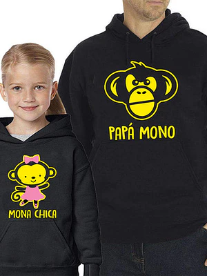 Pack Polerón Papa Mono Mona Chica Papa Hija - Grafimax