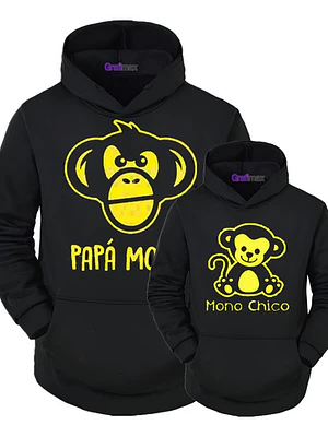 Pack Polerón Papa Mono Y Chico Padre E Hijo Familia Grafimax