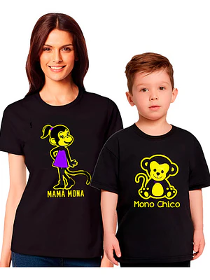 Pack Polera Mamá Mona Mono Chico Familia Madre Grafimax