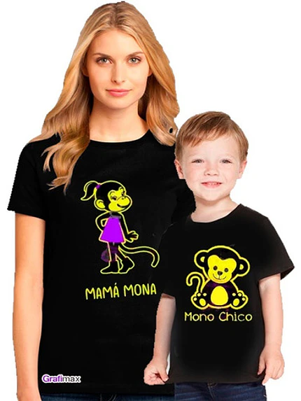 Pack Polera Mamá Mona Mono Chico Familia Madre Grafimax 2
