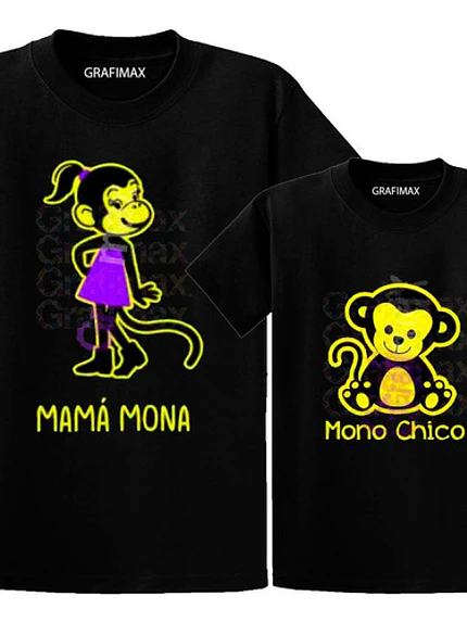 Pack Polera Mamá Mona Mono Chico Familia Madre Grafimax 3