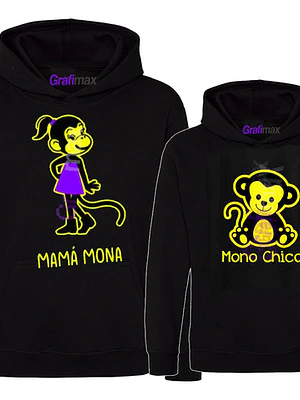 Pack Polerón Mamá Mona Hijo Mono Chico Familia Grafimax