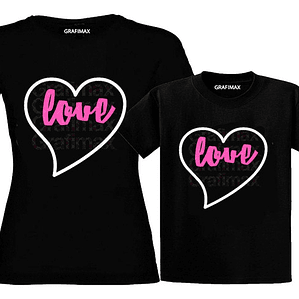 Pack Polera Mama E Hija Corazón Love Familia Grafimax