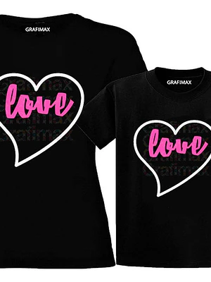 Pack Polera Mama E Hija Corazón Love Familia Grafimax