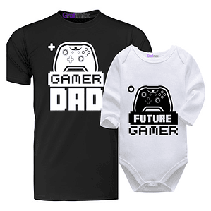 Pack Poleras Papá E Hijo Gamer Padre Player Body Grafimax