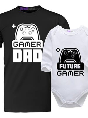 Pack Poleras Papá E Hijo Gamer Padre Player Body Grafimax