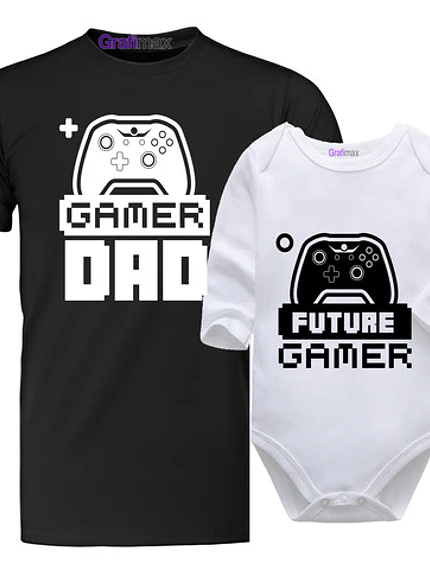Pack Poleras Papá E Hijo Gamer Padre Player Body -Grafimax 1