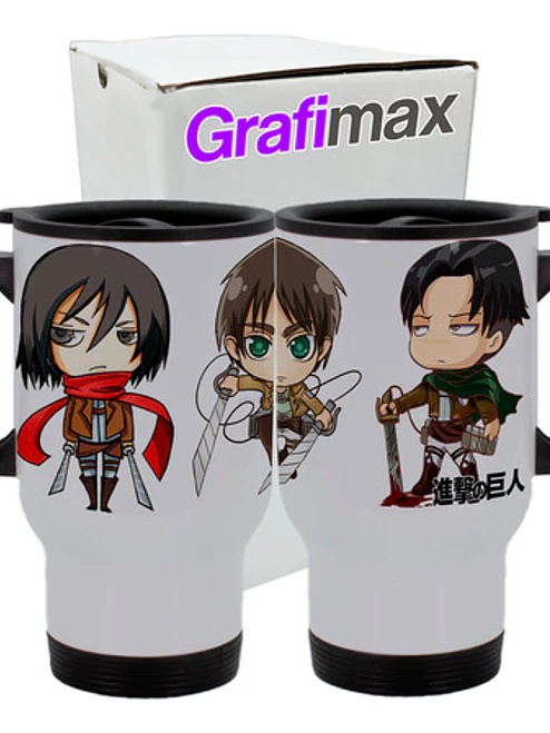 Mug TÃ©rmico Attack On Titan Chibi 14oz Shingeki Grafimax 1