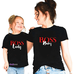 Poleras Mama E Hija Boss Lady Baby Familia Madre Grafimax