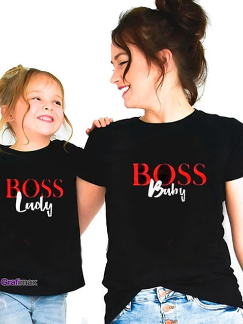 Poleras Mama E Hija Boss Lady Baby Familia Madre Grafimax 1