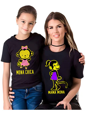 Pack Polera Mama Mona E Hija Chica Familia Madre Grafimax