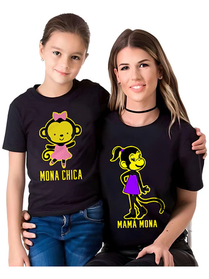Pack Polera Mama Mona E Hija Chica Familia Madre Grafimax 1