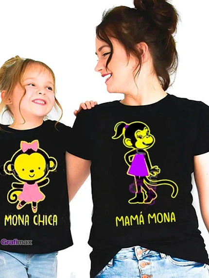Pack Polera Mama Mona E Hija Chica Familia Madre Grafimax 2