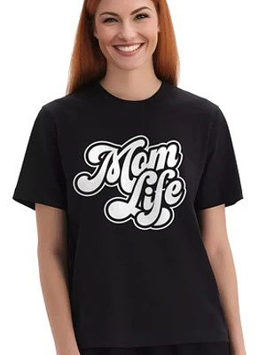 Polera AlgodÃ³n Negra Mujer Grafimax Oversize DiseÃ±os