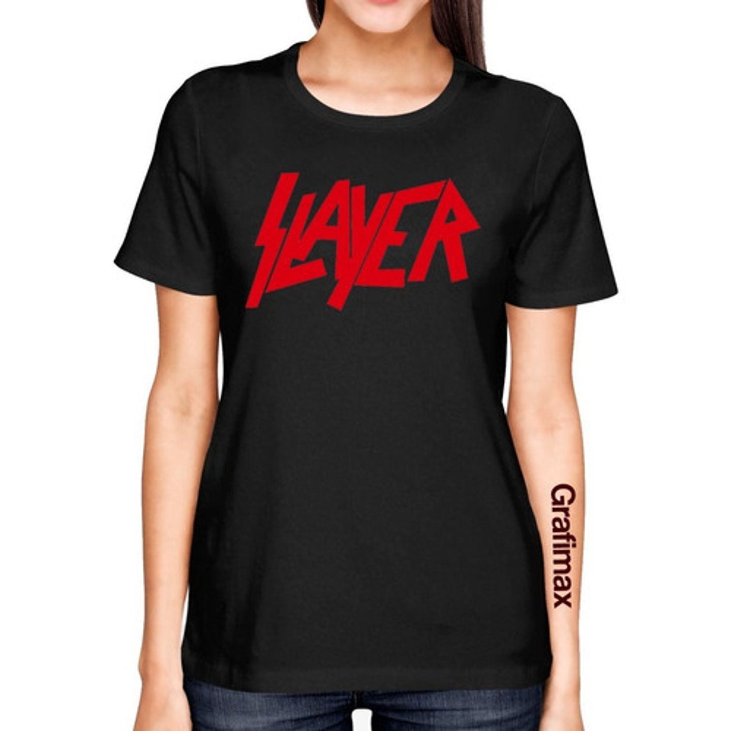 Polera Slayer Logo Mujer Rock Metal Grafimax 1