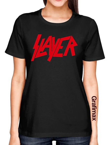 Polera Slayer Logo Mujer Rock Metal Grafimax 1