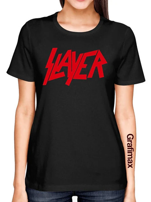 Polera Slayer Logo Mujer Rock Metal Grafimax 1