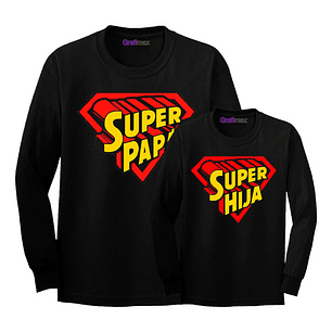 Pack Polera Ml Super Papá Super Hija Familia Grafimax