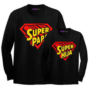 Pack Polera Ml Super Papá Super Hija Familia Grafimax