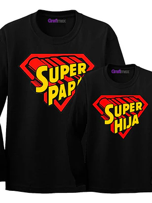 Pack Polera Ml Super Papá Super Hija Familia Grafimax