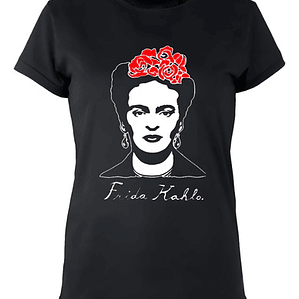 Polera Frida Kahlo Signature Mujer Negra Algodon Grafimax