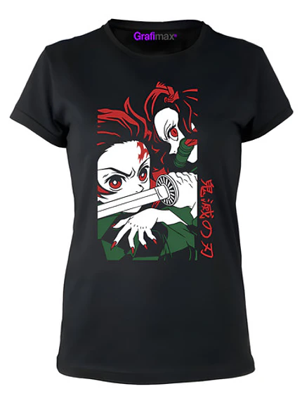Polera Mujer Nezuko Y Tanjiro Demon Slayer Anime Grafimax 1