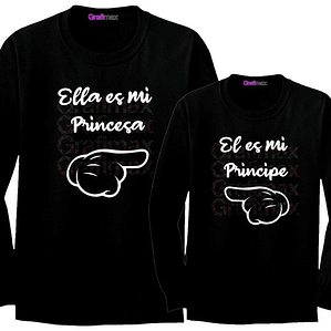 Pack Polera MANGA LARGA  Ella Es Mi Princesa Papá Hija Family - Grafimax