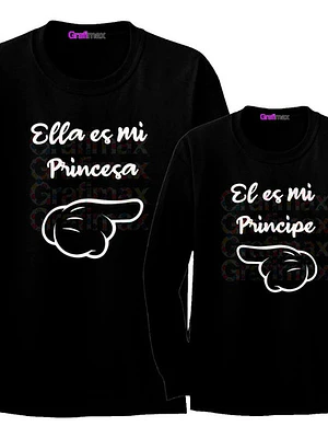 Pack Polera MANGA LARGA  Ella Es Mi Princesa Papá Hija Family - Grafimax