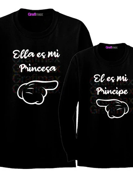 Pack Polera MANGA LARGA  Ella Es Mi Princesa Papá Hija Family - Grafimax 1