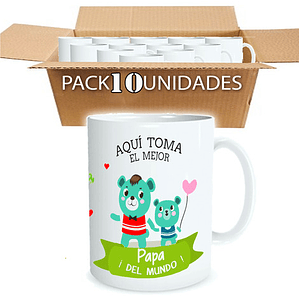 Pack 10 Tazones Día Del Padre Papá A Elección Grafimax