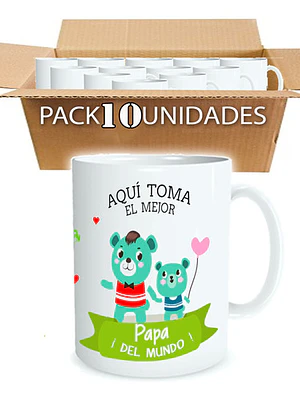 Pack 10 Tazones Día Del Padre Papá A Elección Grafimax