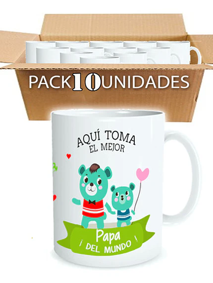 Pack 10 Tazones Día Del Padre Papá A Elección Grafimax 1