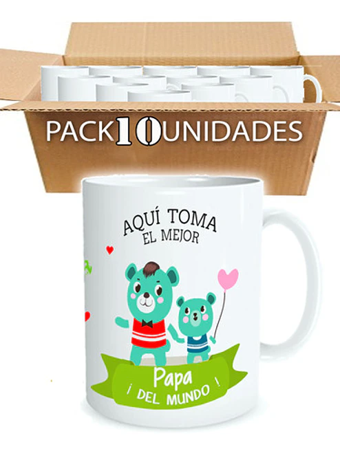 Pack 10 Tazones Día Del Padre Papá A Elección Grafimax 1