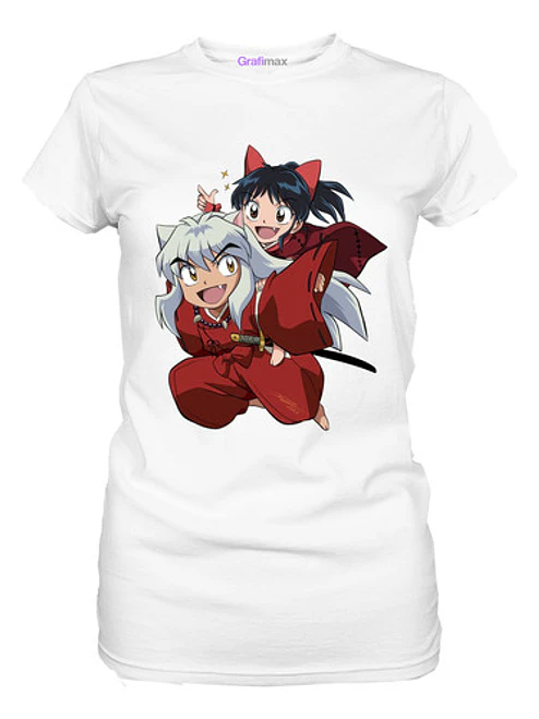 Polera Inuyasha And Kagome Chibi Anime Mujer Grafimax 1