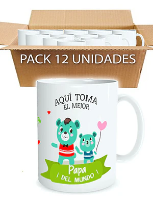 Pack 12 Tazones Día Del Padre Papá A Elección Grafimax