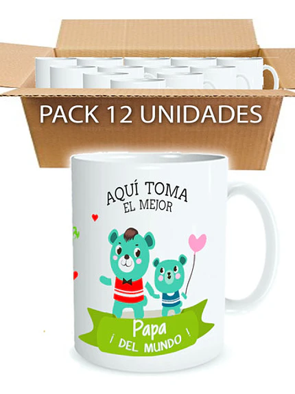 Pack 12 Tazones Día Del Padre Papá A Elección Grafimax 1