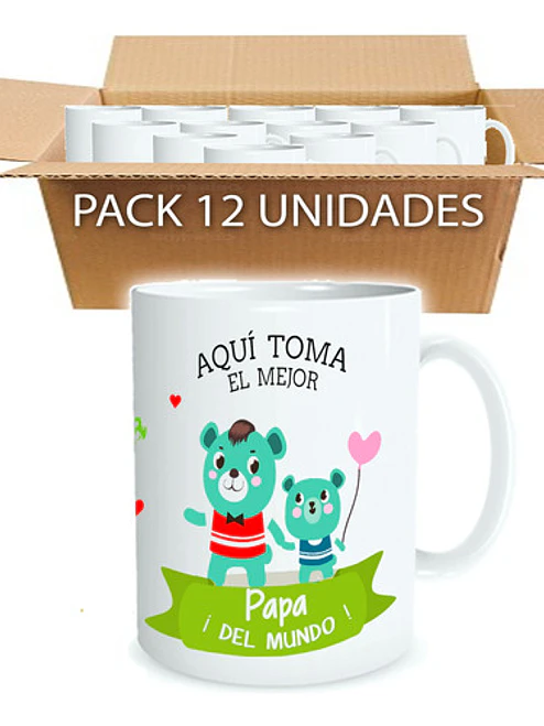 Pack 12 Tazones Día Del Padre Papá A Elección Grafimax 1