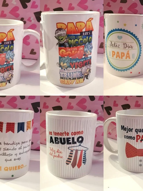 Pack 12 Tazones Día Del Padre Papá A Elección Grafimax 7