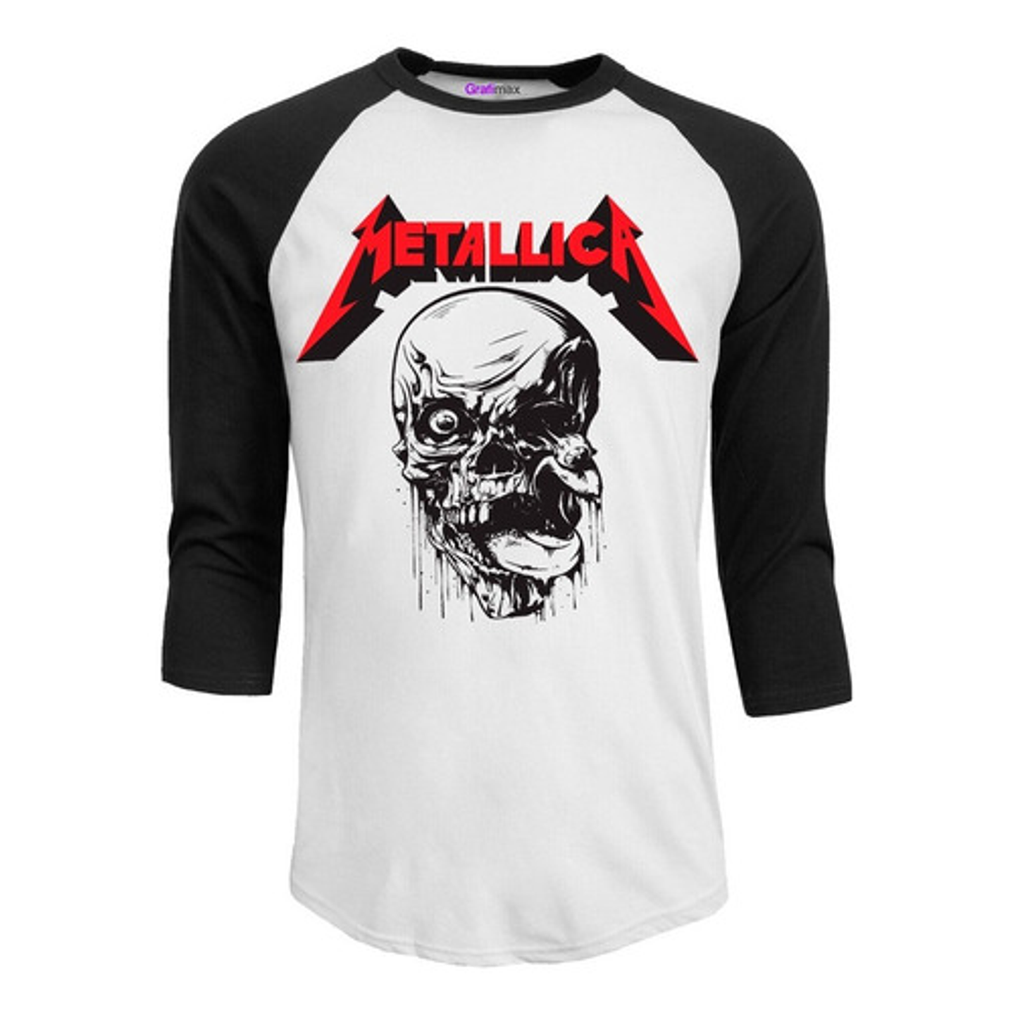 Polera Metallica Skull Raglan 3/4 Trash Metal Rock Grafimax 1