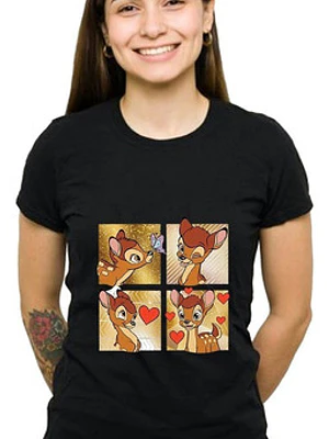 Polera Mujer Bambi Negra Grafimax