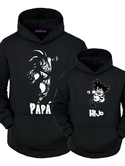 Pack Polerón Padre Hijo Dragon Ball Goku Familia Anime Papá - Grafimax 1