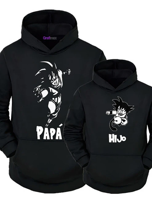 Pack Polerón Padre Hijo Dragon Ball Goku Familia Anime Papá - Grafimax 1