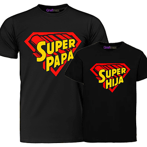 Pack Poleras Super Papá Super Hija Familia Grafimax