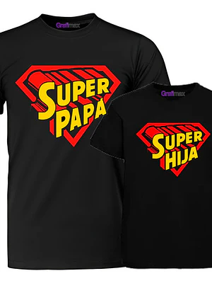 Pack Poleras Super Papá Super Hija Familia Grafimax