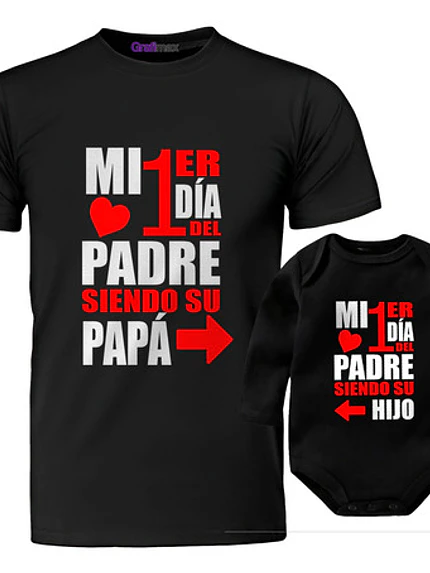 Pack Polera Body Bebé Primer Día Del Padre Familia Grafimax 1