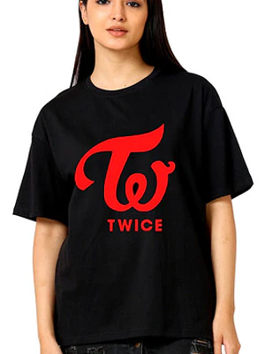 Polera Twice Oversize Logo Rojo Mujer Música - Grafimax