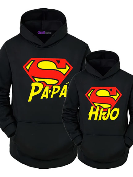Pack Polerón Papa Super Super Hijo Dia Del Padre - Grafimax 1